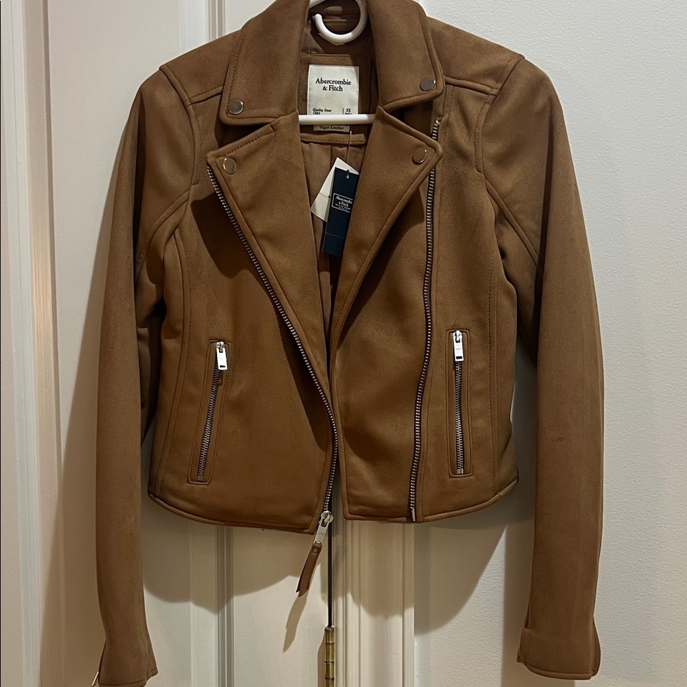 NWT Abercrombie & Fitch XXS Soft Vegan Suede Moto Women's Jacket